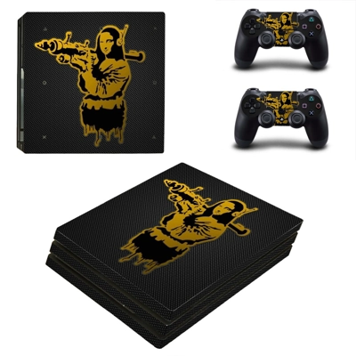 Mona lisa with bazooka decal skin for PS4 Pro Console and 2 Controllers