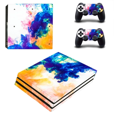 Colors flames decal skin for PS4 Pro Console and 2 Controllers