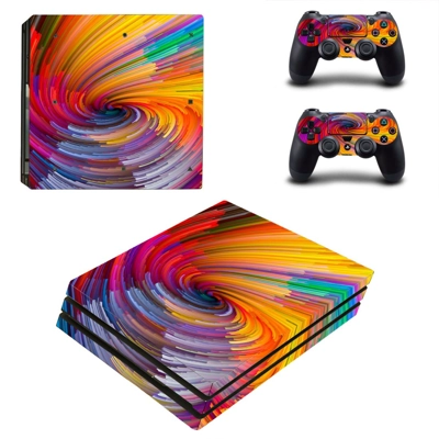 Spiral pattern decal skin for PS4 Pro Console and 2 Controllers