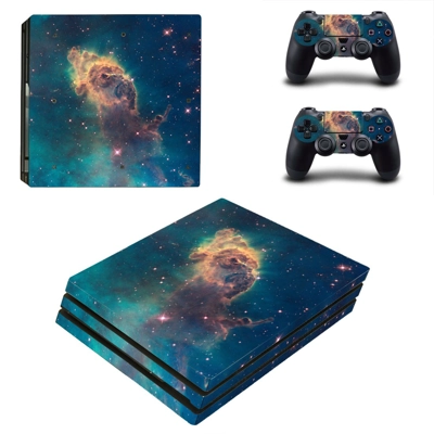 Space scene decal skin for PS4 Pro Console and 2 Controllers