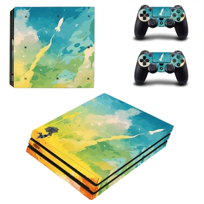 Painted Clipart decal skin for PS4 Pro Console and 2 Controllers