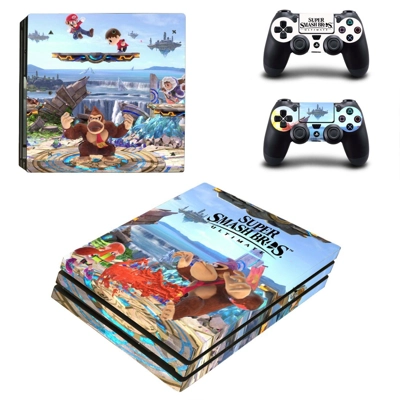 Super Smash Bros decal skin for PS4 Pro Console and 2 Controllers