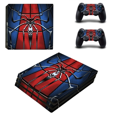 Metal Spider decal skin for PS4 Pro Console and 2 Controllers