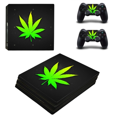 Weed leaf decal skin for PS4 Pro Console and 2 Controllers