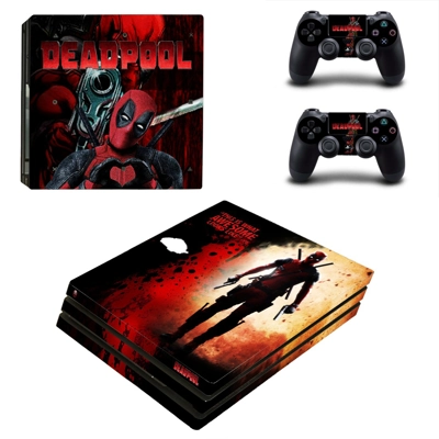 Deadpool decal skin for PS4 Pro Console and 2 Controllers