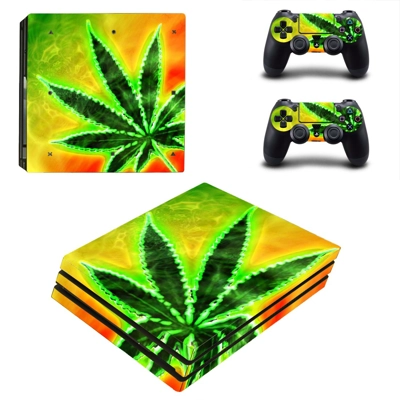 Cannabis Plant decal skin for PS4 Pro Console and 2 Controllers