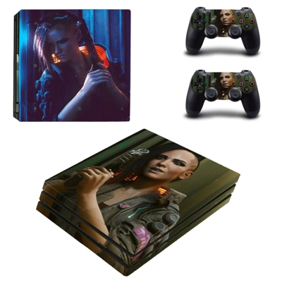 Cyberpunk 2077 decal skin for PS4 Pro Console and 2 Controllers