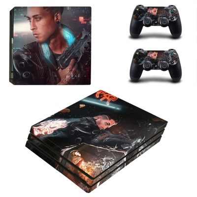 Cyberpunk 2077 decal skin for PS4 Pro Console and 2 Controllers
