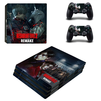 Resident Evil 2 Remake decal skin for PS4 Pro Console and 2 Controllers