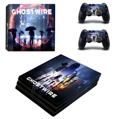 GhostWire decal skin for PS4 Pro Console and 2 Controllers