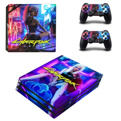Cyberpunk 2077 decal skin for PS4 Pro Console and 2 Controllers
