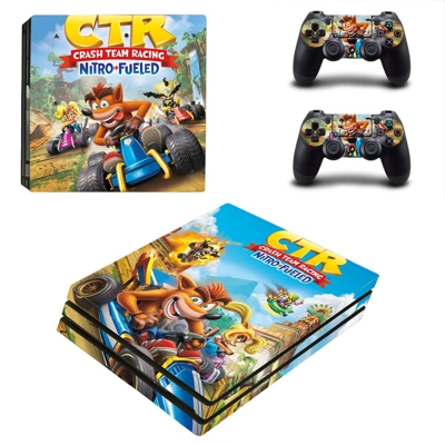 Crash Team Racing Nitro-Fueled decal skin for PS4 Pro Console and 2 Controllers