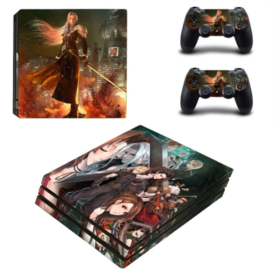 Final Fantasy 7 remake decal skin for PS4 Pro Console and 2 Controllers