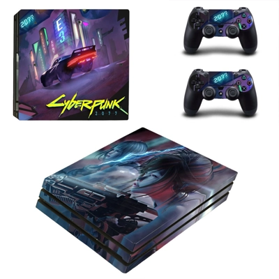 Cyberpunk 2077 decal skin for PS4 Pro Console and 2 Controllers