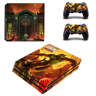 Doom Eternal decal skin for PS4 Pro Console and 2 Controllers