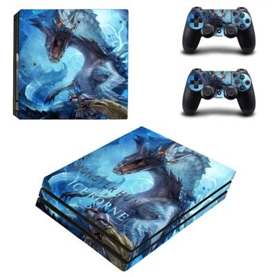 Monster Hunter World iceborne decal skin for PS4 Pro Console and 2 Controllers