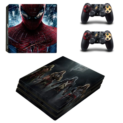 Spider Man decal skin for PS4 Pro Console and 2 Controllers Spider Man decal skin for PS4 Pro Console and 2 Controllers