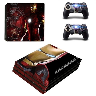 Ironman stark decal skin for PS4 Pro Console and 2 Controllers