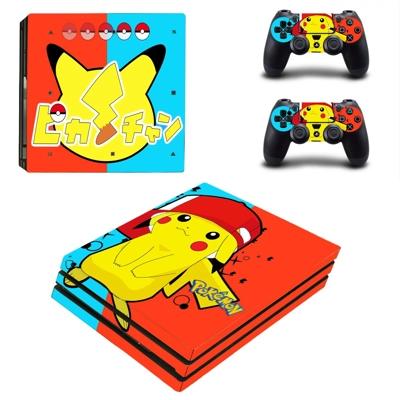 Pokemon Pikachu decal skin for PS4 Pro Console and 2 Contr..