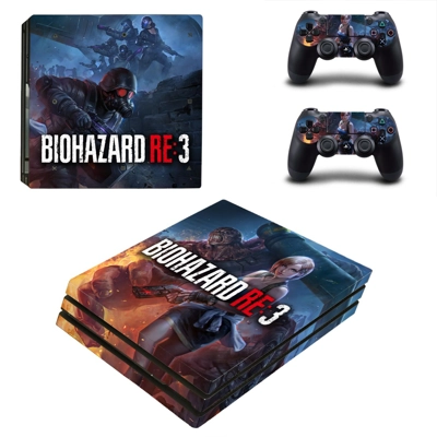Biohazard RE3 decal skin for PS4 Pro Console and 2 Controllers