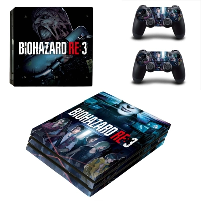 Biohazard RE3 decal skin for PS4 Pro Console and 2 Controllers