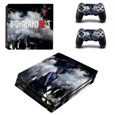 Biohazard RE3 decal skin for PS4 Pro Console and 2 Control..