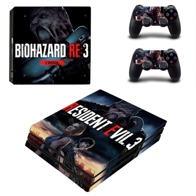 Biohazard RE3 decal skin for PS4 Pro Console and 2 Controllers