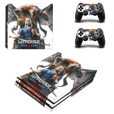 The witcher wild hunt decal skin for PS4 Pro Console and 2 Controllers
