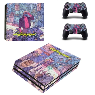 Cyberpunk 2077 decal skin for PS4 Pro Console and 2 Controllers