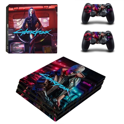 Cyberpunk 2077 decal skin for PS4 Pro Console and 2 Controllers