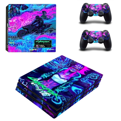 Cyberpunk 2077 decal skin for PS4 Pro Console and 2 Controllers