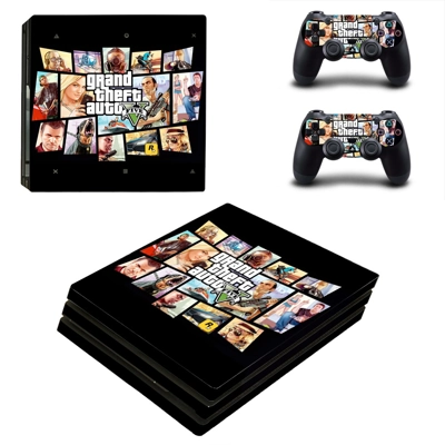 GTA Five decal skin for PS4 Pro Console and 2 Controllers