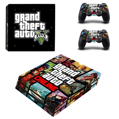 GTA Five decal skin for PS4 Pro Console and 2 Controllers