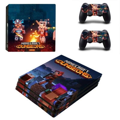 Minecraft Dungeons decal skin for PS4 Pro Console and 2 Controllers