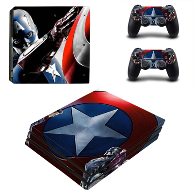 Captain america decal skin for PS4 Pro Console and 2 Controllers