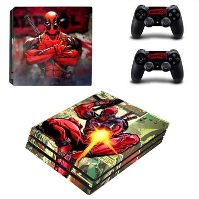 Deadpool decal skin for PS4 Pro Console and 2 Controllers