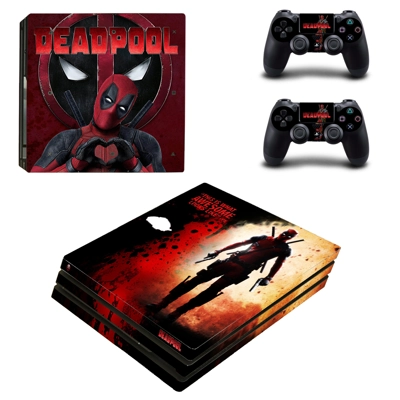 Deadpool decal skin for PS4 Pro Console and 2 Controllers