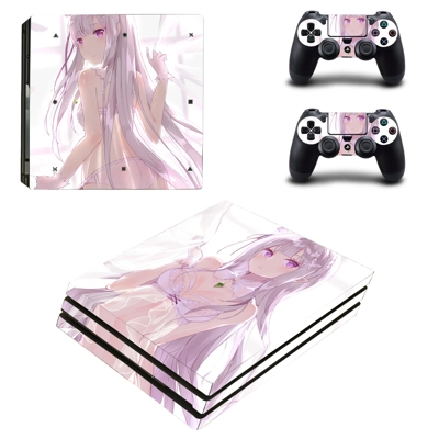 Anime Emilia decal skin for PS4 Pro Console and 2 Controllers