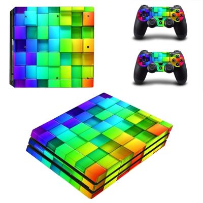 Colored block decal skin for PS4 Pro Console and 2 Control.. Colored block decal skin for PS4 Pro Console and 2 Control..