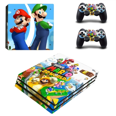 Super mario 3D world decal skin for PS4 Pro Console and 2 Controllers