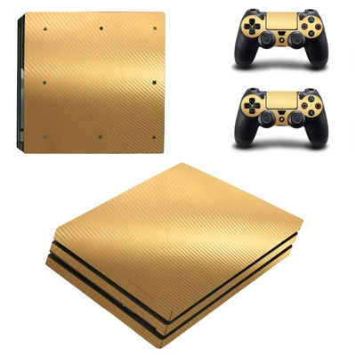 Gold Carbon decal skin for PS4 Pro Console and 2 Controllers