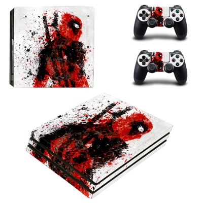 Deadpool decal skin for PS4 Pro Console and 2 Controllers