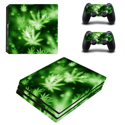 Weed Leaf decal skin for PS4 Pro Console and 2 Controllers Weed Leaf decal skin for PS4 Pro Console and 2 Controllers