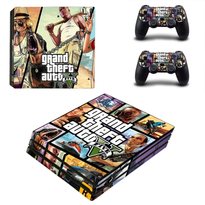 GTA 5 decal skin for PS4 Pro Console and 2 Controllers