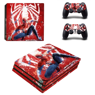 Spider Man decal skin for PS4 Pro Console and 2 Controllers
