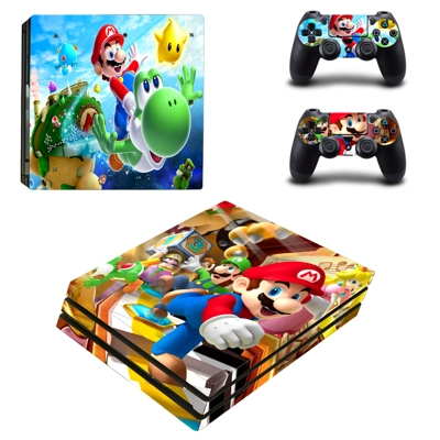 Super Mario decal skin for PS4 Pro Console and 2 Controllers Super Mario decal skin for PS4 Pro Console and 2 Controllers