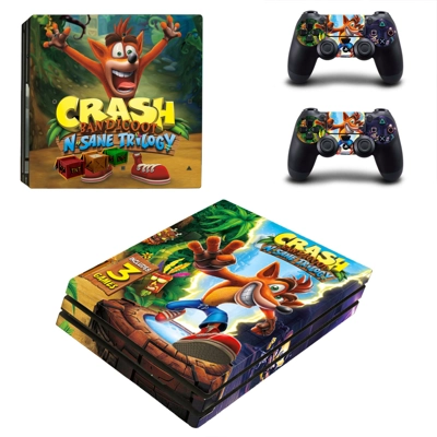 Crash Bandicoot decal skin for PS4 Pro Console and 2 Controllers