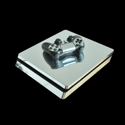 Silver Glossy decal skin for PS4 Slim Console and two cont.. Silver Glossy decal skin for PS4 Slim Console and two cont..