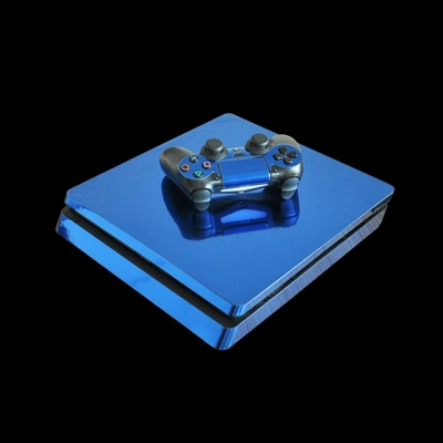 Blue Glossy decal skin for PS4 Slim Console and two contro.. Blue Glossy decal skin for PS4 Slim Console and two contro..