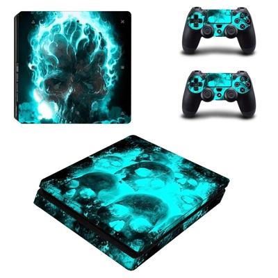 Icy skull decal skin for PS4 Slim Console and two controll.. Icy skull decal skin for PS4 Slim Console and two controll..